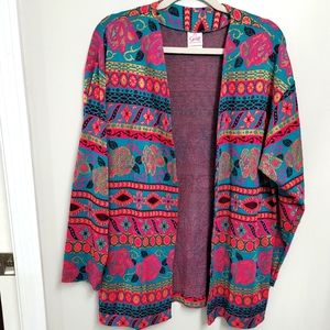 GRAFF CALIFORNIAWEAR Vintage Floral Open Front Cardigan Size 14